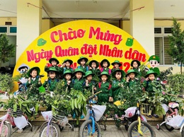 Trường Mầm non xã Yên Bài tổ chức hoạt động trải nghiệm với chủ đề “Chúng em là chiến sĩ”