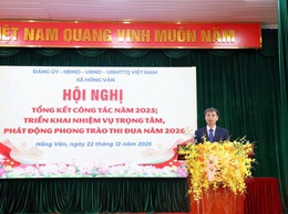 Xã Hồng Vân tổng kết công tác Đảng, chính quyền năm 2025; Triển khai nhiệm vụ trọng tâm, phát động phong trào thi đua năm 2026