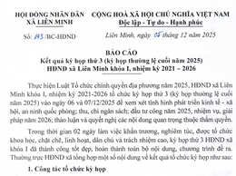 Báo cáo kết quả kỳ họp thứ 3 (kỳ họp thường lệ cuối năm 2025) HĐND xã Liên Minh khóa I, nhiệm kỳ 2021-2026