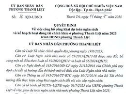 UBND phường Thanh Liệt công bố công khai dự toán ngân sách và kế hoạch hoạt động tài chính khác ở phường Thanh Liệt năm 2025 trình HĐND phường Thanh Liệt
