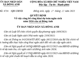 Công khai dự toán ngân sách xã Đông Anh năm 2026