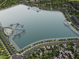 Đại công trường thi công hồ điều hòa  phường Long Biên