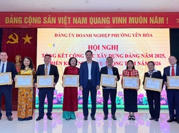 Đảng ủy Doanh nghiệp phường Yên Hòa đã tổ chức Hội nghị tổng kết công tác xây dựng Đảng, triển khai nhiệm vụ trọng tâm năm 2026.