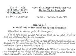 THÔNG BÁO
Về việc tổ chức, cá nhân thu hồi bản tự công bố sản phẩm