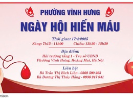 UBND phường Vĩnh Hưng thông báo thời gian tổ chức hiến máu nhân đạo năm 2025