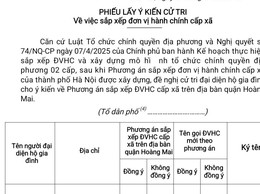 Quận Hoàng Mai HƯỚNG DẪN Tổ chức lấy ý kiến Nhân dân về sắp xếp đơn vị hành chính cấp xã trên địa bàn quận Hoàng Mai