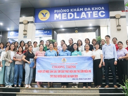 Liên đoàn lao động huyện phối hợp với Phòng khám Medlatec tổ chức khám sức khỏe cho 100 nữ công nhân, viên chức, lao động có hoàn cảnh khó khăn