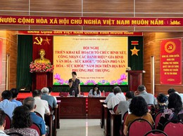 HỘI NGHỊ TRIỂN KHAI KẾ HOẠCH BÌNH XÉT, CÔNG NHẬN CÁC DANH HIỆU “GIA ĐÌNH VĂN HÓA - SỨC KHỎE”, “TỔ DÂN PHỐ VĂN HÓA - SỨC KHỎE” NĂM 2024 TRÊN ĐỊA BÀN PHƯỜNG PHÚ THƯỢNG