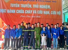 Trải nghiệm, thực hành chữa cháy và cứu nạn, cứu hộ tại trường TH Phụng Thượng