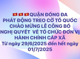 Thông báo về việc Treo cờ Tổ quốc chào mừng lễ công bố Nghị quyết về tổ chức đơn vị hành chính cấp xã