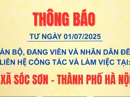 THÔNG BÁO: HOẠT ĐỘNG CỦA XÃ SÓC SƠN