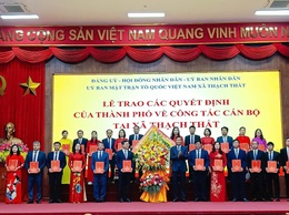 Lễ công bố Nghị Quyết sáp nhập các đơn vị hành chính cấp xã và quyết định thành lập Đảng bộ, chỉ định nhân sự cấp ủy, lãnh đạo HĐND, UBND, UB MTTQ cấp xã - tại điểm cầu xã Thạch Thất