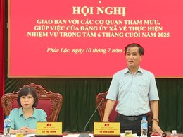 Hội nghị giao ban với các cơ quan tham mưu, giúp việc của Đảng uỷ xã về thực hiện nhiệm vụ trọng tâm 6 tháng cuối năm 2025