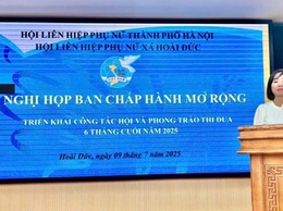 Ban chấp hành Hội LHPN xã Hoài Đức tổ chức Hội nghị họp BCH mở rộng triển khai kế hoạch công tác Hội và phong trào thi đua 6 tháng cuối năm 2025