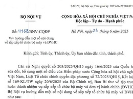 Công văn 4168/BNV-CQĐP của Bộ Nội vụ hướng dẫn sắp xếp bộ máy và đơn vị hành chính
