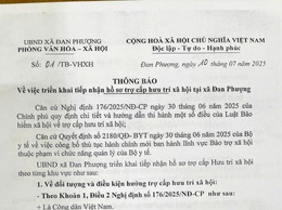 Thông báo về việc triển khai tiếp nhận hồ sơ trợ cấp hưu trí xã hội tại xã Đan Phượng