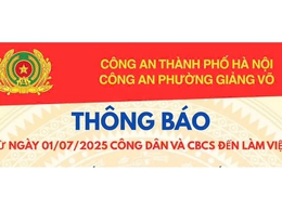 Thông báo địa điểm làm việc công an phường Giảng Võ