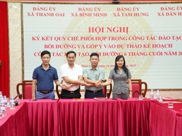 Ký kết Quy chế phối hợp giữa Đảng ủy xã Thanh Oai với Đảng ủy các xã Bình Minh, Tam Hưng, Dân Hòa trong công tác đào tạo bồi dưỡng tại Trung tâm Chính trị khu vực Thanh Oai
