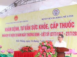 Xã Tiến Thắng tổ chức khám sức khỏe, cấp thuốc và tặng quà cho đối tượng chính sách nhân kỷ niệm 78 năm Ngày Thương binh - Liệt sĩ