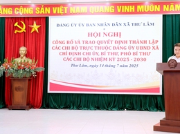 Đảng ủy UBND xã Thư Lâm tổ chức công bố và trao Quyết định thành lập các Chi bộ trực thuộc Đảng ủy UBND xã chỉ định Chi ủy, Bí thư, Phó Bí thư các Chi bộ nhiệm kỳ 2025-2030.