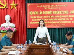 Chi bộ Quân sự phường Dương Nội đóng góp ý kiến vào dự thảo văn kiện Đại hội XIV của Đảng và Đại hội Đảng bộ phường Dương Nội lần thứ Nhất