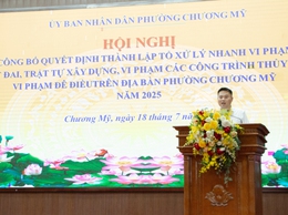 Chương Mỹ công bố quyết định thành lập Tổ công tác xử lý vi phạm trật tự xây dựng, đất đai, vi phạm các công trình thủy lợi, vi phạm đê điều năm 2025