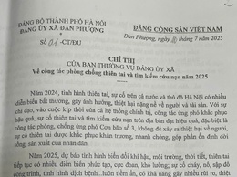 Chỉ thị của Ban thường vụ Đảng ủy xã về công tác phòng chống thiên tai và cứu nạn 2025
