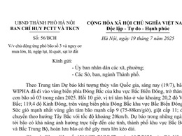 Thông báo về việc ứng phó bão số 3 và nguy cơ mưa lớn, lũ, ngập lụt, lũ quét, sạt lở đất