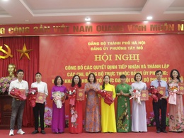 Đảng ủy Phường Tây Mỗ công bố các Quyết định tiếp nhận và thành lập các Chi, Đảng bộ trực thuộc Đảng ủy Phường; triển khai Kế hoạch tổ chức Đại hội Đảng các cấp tiến tới Đại hội Đảng bộ phường Tây Mỗ lần thứ I, nhiệm kỳ 2025-2030