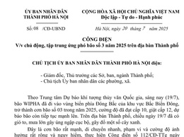 Công điện của Chủ tịch UBND thành phố Hà Nội về chủ động, tập trung ứng phó bão số 3 năm 2025 trên địa bàn Thành phố