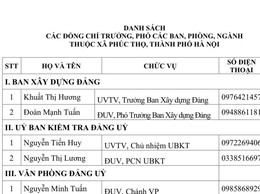 DANH SÁCH CÁC ĐỒNG CHÍ TRƯỞNG, PHÓ PHÒNG BAN NGÀNH XÃ PHÚC THỌ 