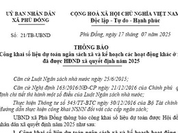 Thông báo công khai số liệu dự toán ngân sách xã và kế hoạch các hoạt động khác ở xã đã được HĐND xã quyết định năm 2025