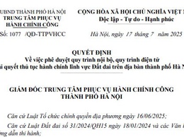 Về việc phê duyệt quy trình nội bộ, quy trình điện tử
giải quyết thủ tục hành chính lĩnh vực Đất đai trên địa bàn thành phố Hà Nội