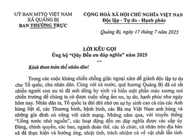 Ủy ban MTTQ Việt Nam xã Quảng Bị kêu gọi ủng hộ 