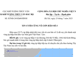 Tin cuối cùng về cơn bão số 3
