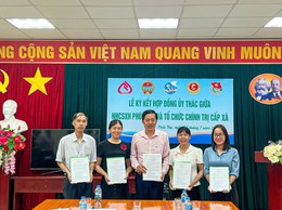 Phòng giao dịch Ngân hàng Chính sách xã hội Phúc Thọ tổ chức ký kết Hợp đồng ủy thác với các Hội đoàn thể nhận ủy thác các xã Phúc Thọ, Hát Môn, Phúc Lộc