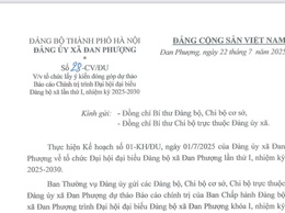 Công văn số 28-CV/ĐU của Đảng ủy xã Đan Phượng