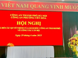 Công an phường Yên Hòa (mới) tổ chức Lễ công bố Quyết định của Bộ trưởng Bộ Công an về việc thành lập Công an cấp xã của thành phố Hà Nội