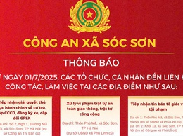 THÔNG BÁO CỦA CÔNG AN XÃ SÓC SƠN