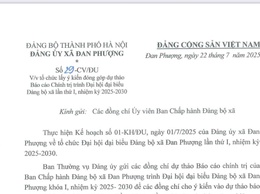 Công văn số 29-CV/ĐU của Đảng Ủy xã Đan Phượng