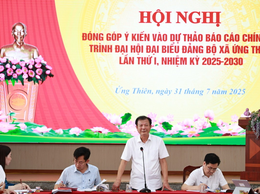 Hội nghị đóng góp ý kiến vào Dự thảo Báo cáo Chính trị trình Đại hội đại biểu Đảng bộ xã Ứng Thiên lần thứ I, nhiệm kỳ 2025-2030