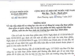 Thông báo về việc tiếp nhận hồ sơ năng lực của các cơ sở đăng ký cung cấp thực phẩm
