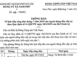 Thông báo về lịch tiếp công dân  của Đảng uỷ xã Nam Phù