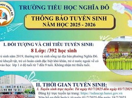 THÔNG BÁO TUYỂN SINH LỚP 1 NĂM HỌC 2025-2026 TRƯỜNG TIỂU HỌC NGHĨA ĐÔ
