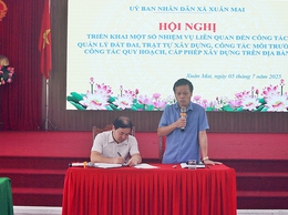 UBND xã Xuân Mai tổ chức hội nghị triển khai một số nhiệm vụ liên quan đến công tác quản lý đất đai, trật tự xây dựng, công tác môi trường, công tác quy hoạch, cấp phép xây dựng trên địa bàn