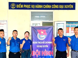 Thanh niên xã Đại Xuyên ra quân đội hình tình nguyện hỗ trợ vận hành chính quyền địa phương hai cấp