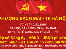 THÔNG TIN VỀ TRỤ SỞ HÀNH CHÍNH

PHƯỜNG BẠCH MAI, THÀNH PHỐ HÀ NỘI