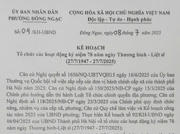 UBND phường Đông Ngạc xây dựng Kế hoạch tổ chức các hoạt động kỷ niệm 78 năm ngày Thương binh - Liệt sĩ ( 27/7/1947-27/72025)