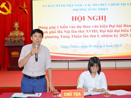 Ủy ban MTTQ Việt Nam phường Tùng Thiện lấy ý kiến đóng góp vào Dự thảo văn kiện Đại hội Đảng bộ các cấp