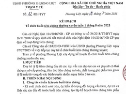 Trạm y tế phường Phương Liệt triển khai Kế hoạch tổ chức buổi tiêm chủng thường xuyên tuần 1 tháng 8 năm 2025